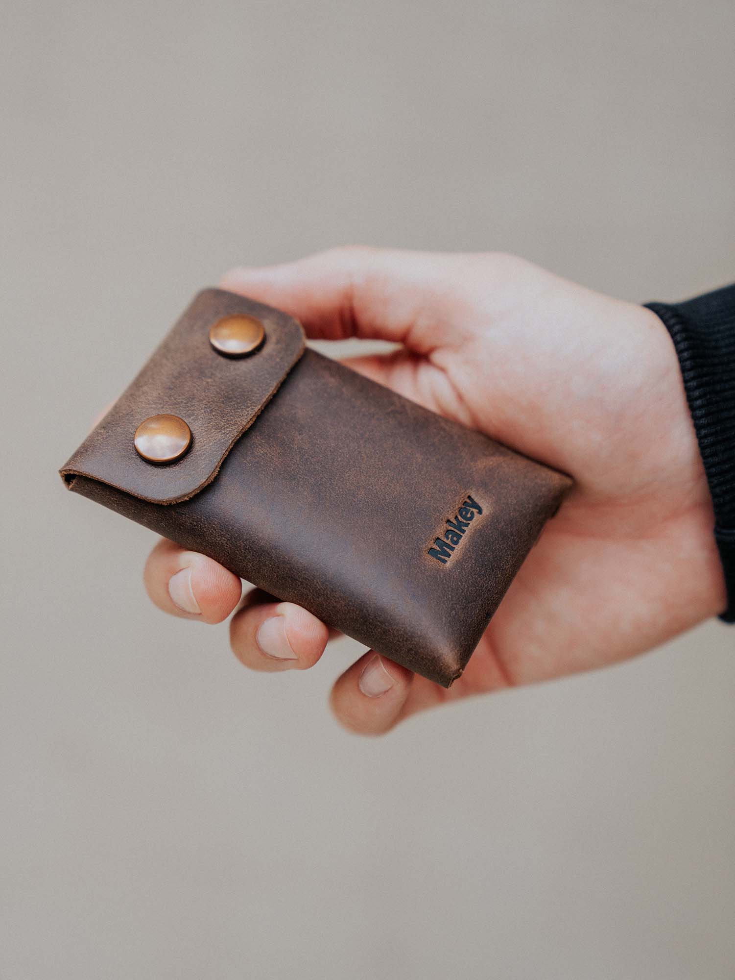 Crazy Horse Leather Type Wallet "Rhombus" - MAKEY EU