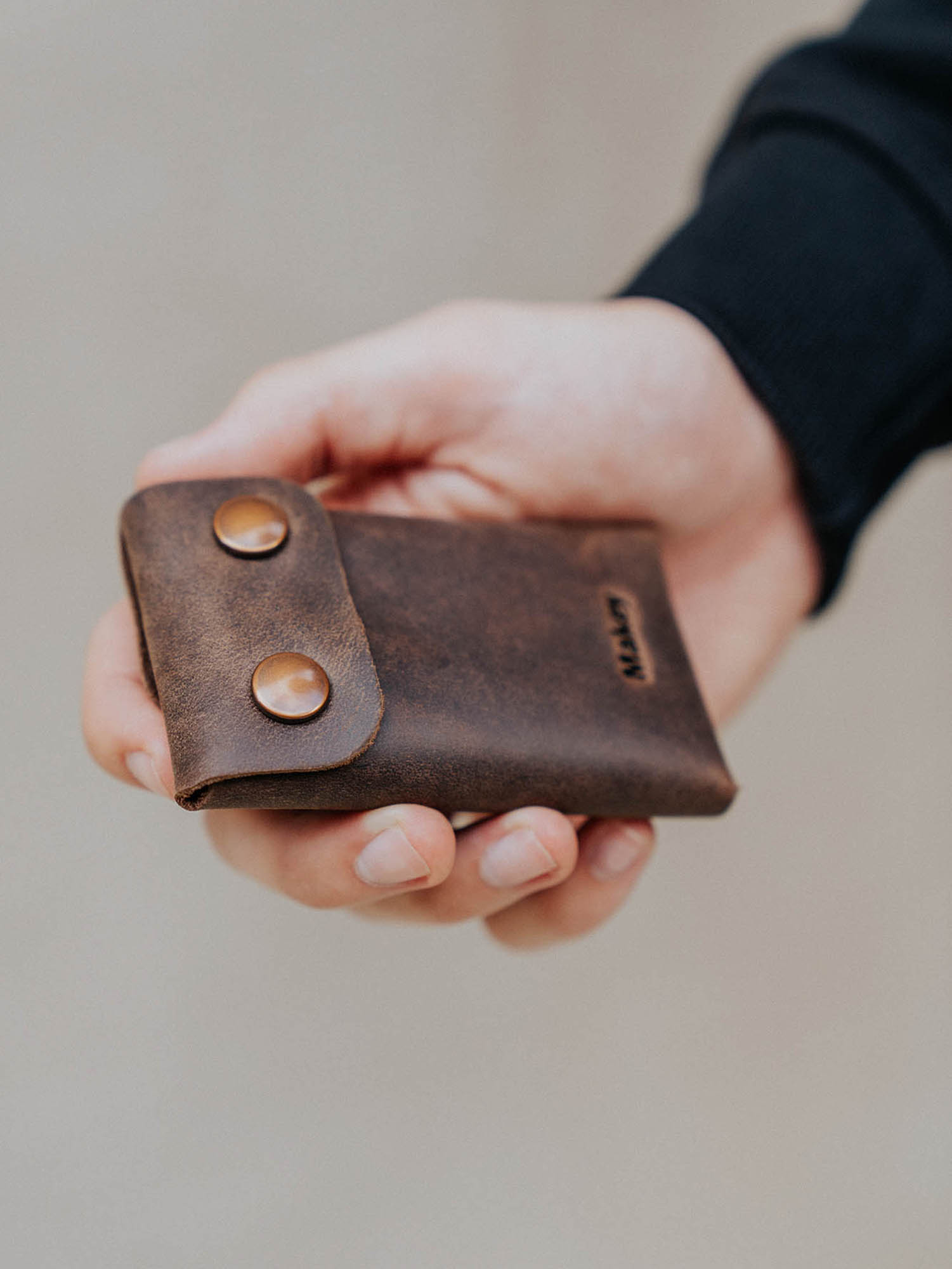 Crazy Horse Leather Type Wallet "Rhombus" - MAKEY EU