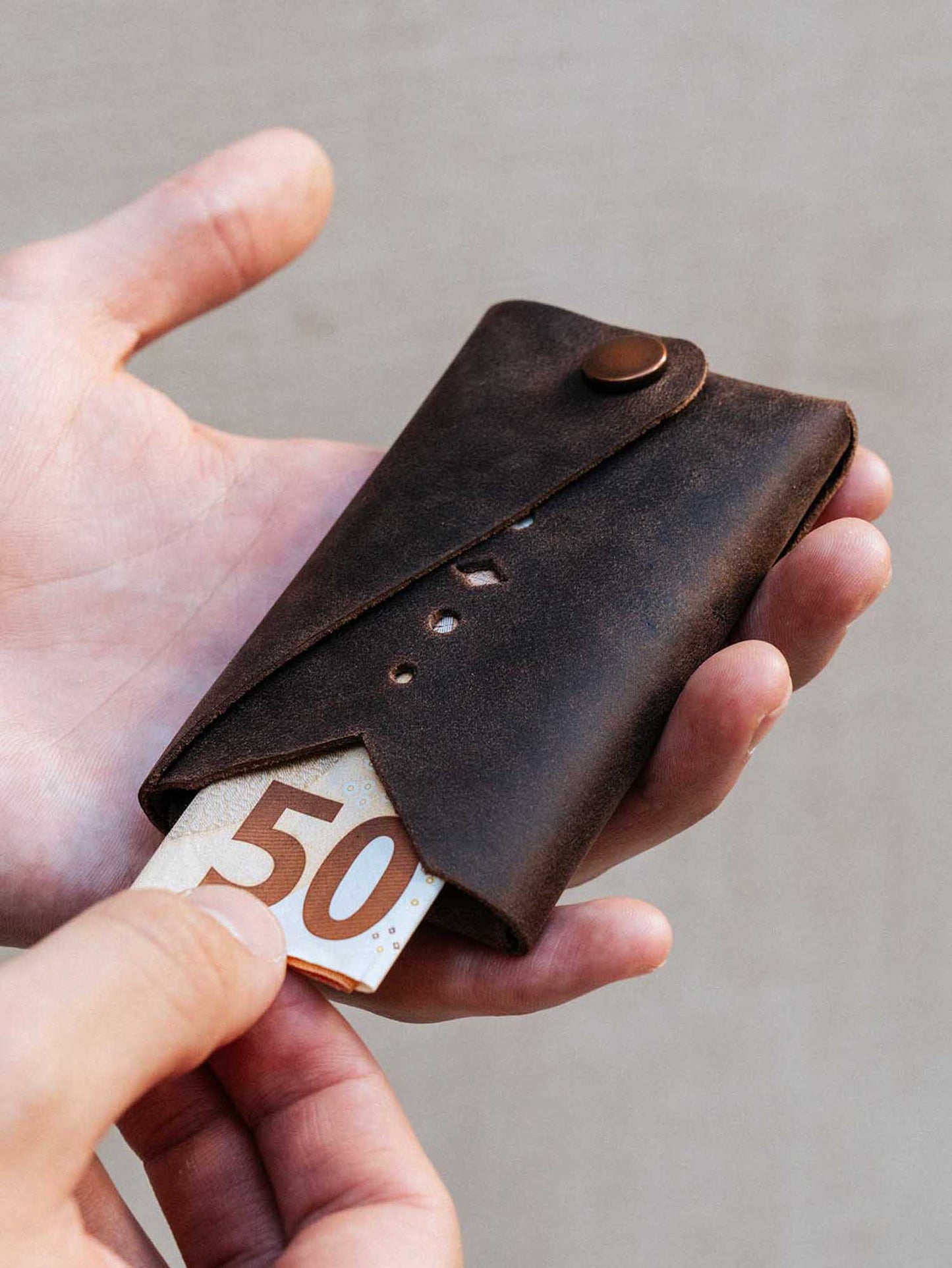 Crazy Horse Leather Type Wallet "Rhombus" - MAKEY EU