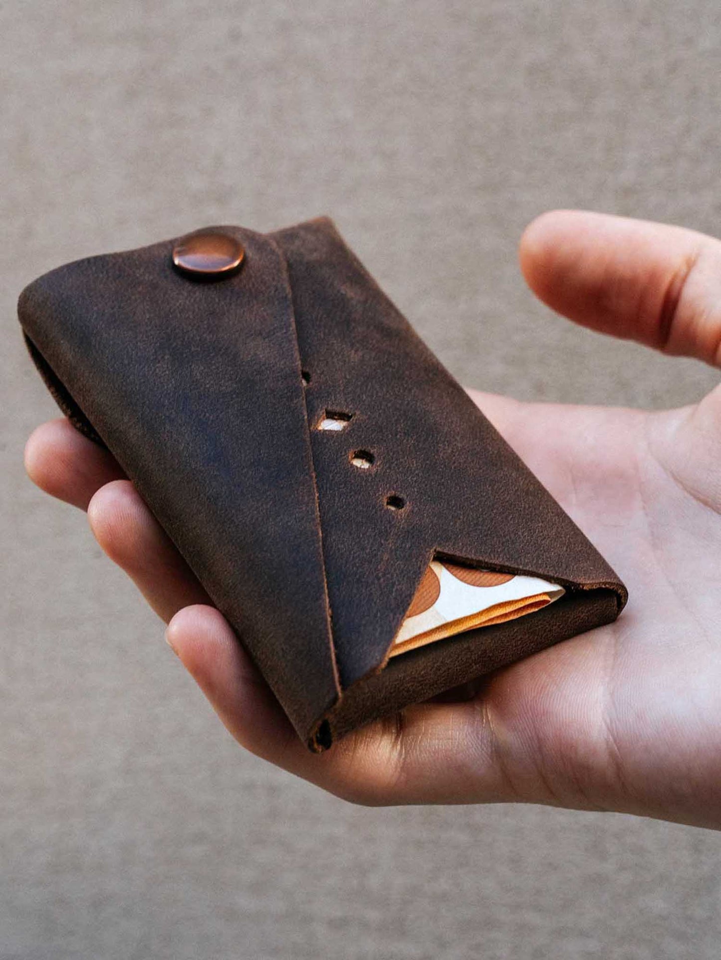 Crazy Horse Leather Type Wallet "Rhombus" - MAKEY EU