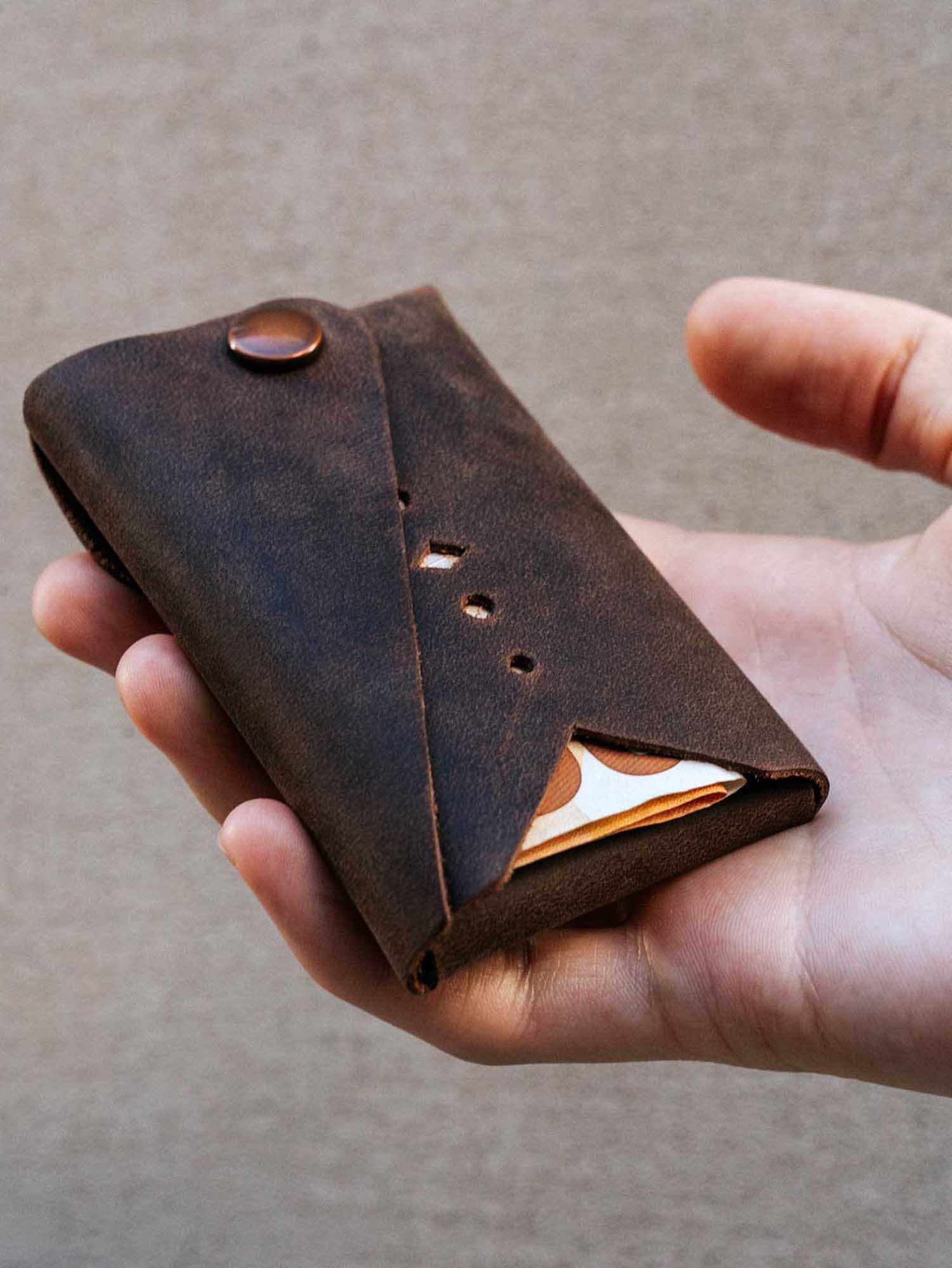 Crazy Horse Leather Type Wallet "Rhombus" - MAKEY EU