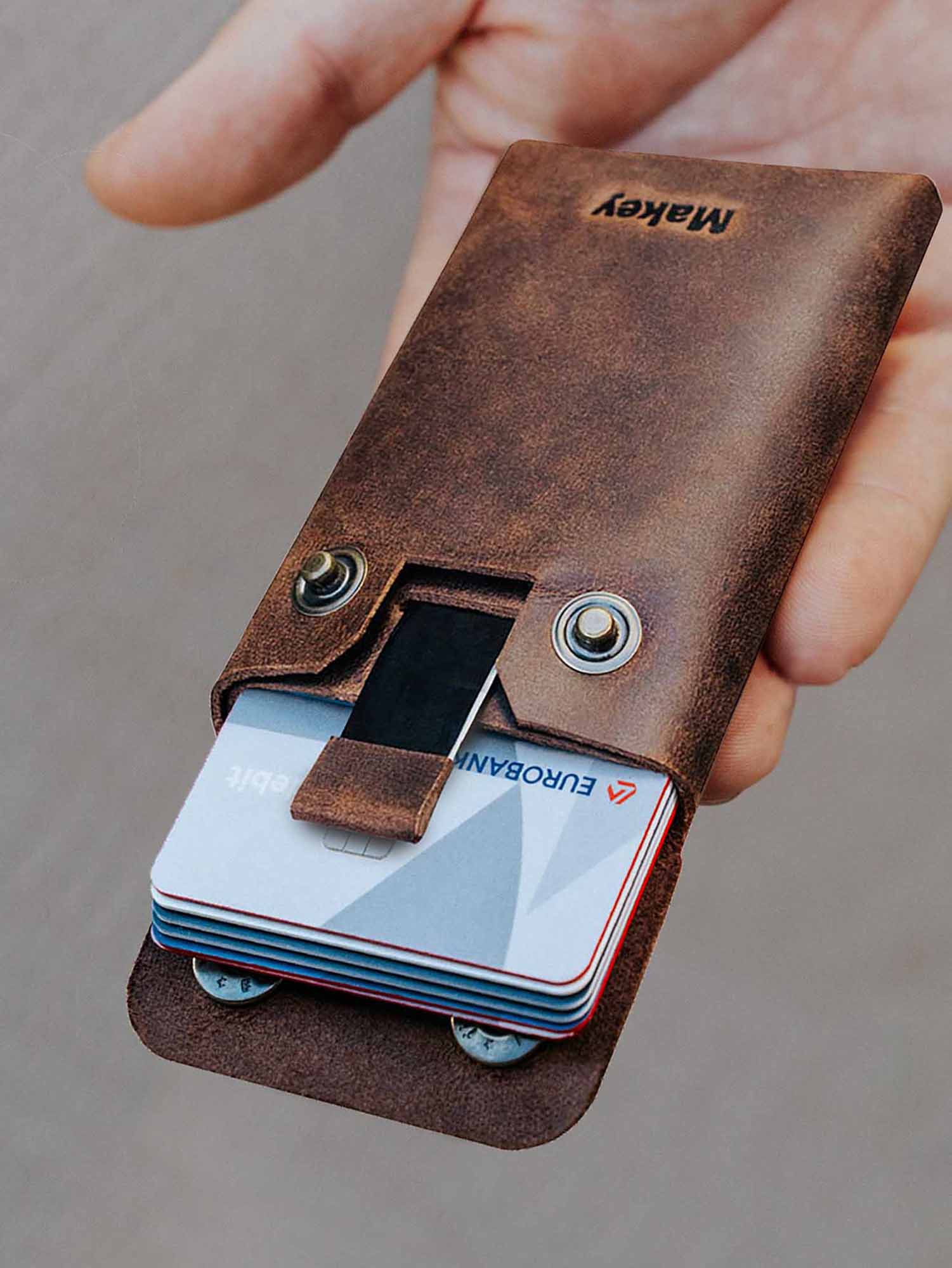 Crazy Horse Leather Type Wallet "Rhombus" - MAKEY EU