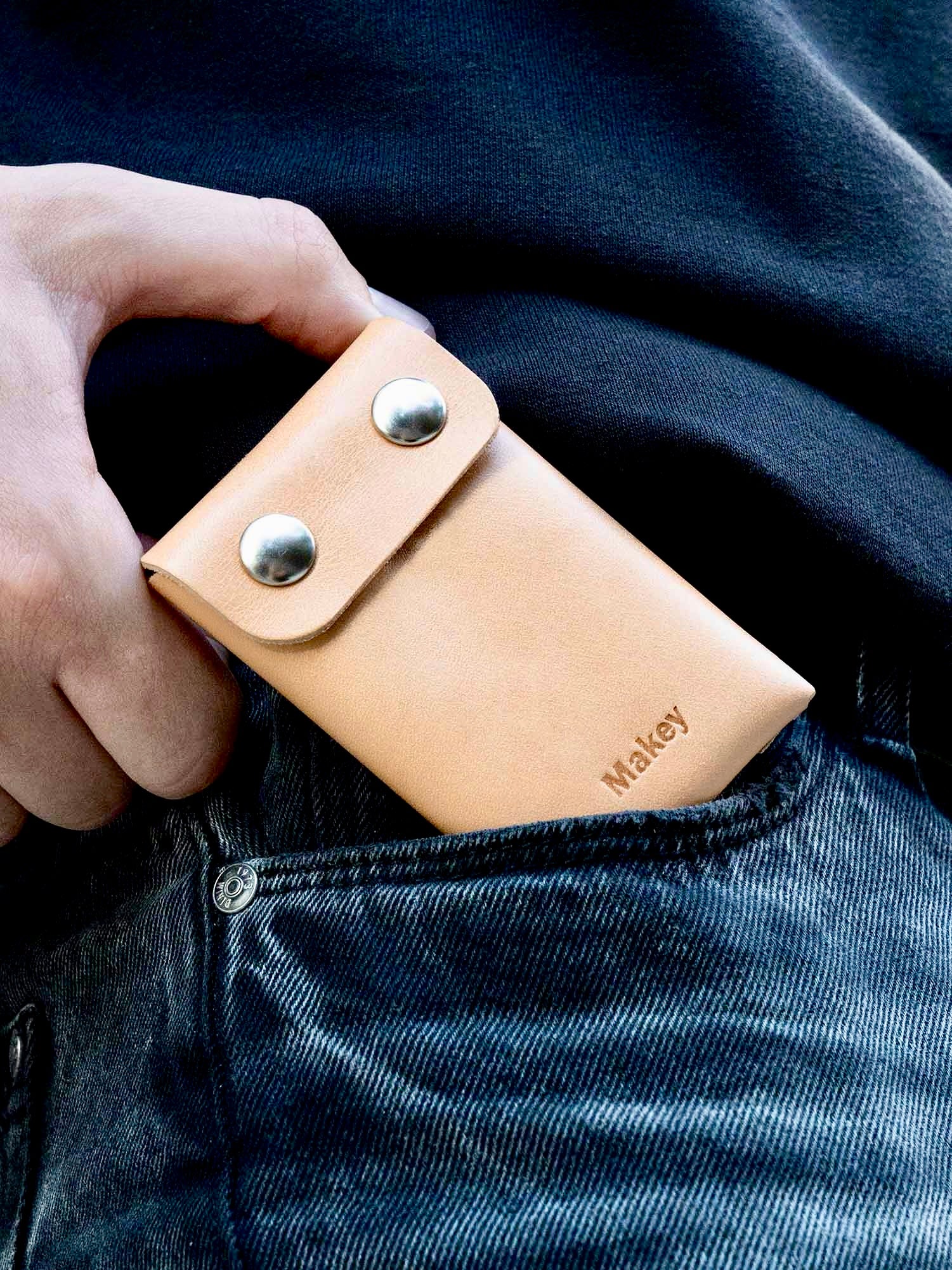 Crazy Horse Leather Type Wallet "Rhombus" - MAKEY EU