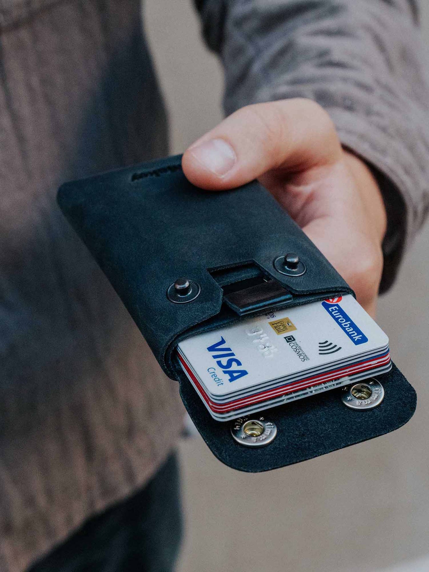 Crazy Horse Leather Type Wallet "Rhombus" - MAKEY EU