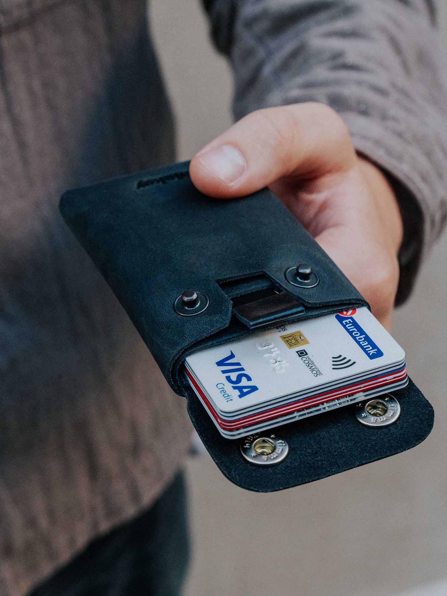 Crazy Horse Leather Type Wallet "Rhombus" - MAKEY EU