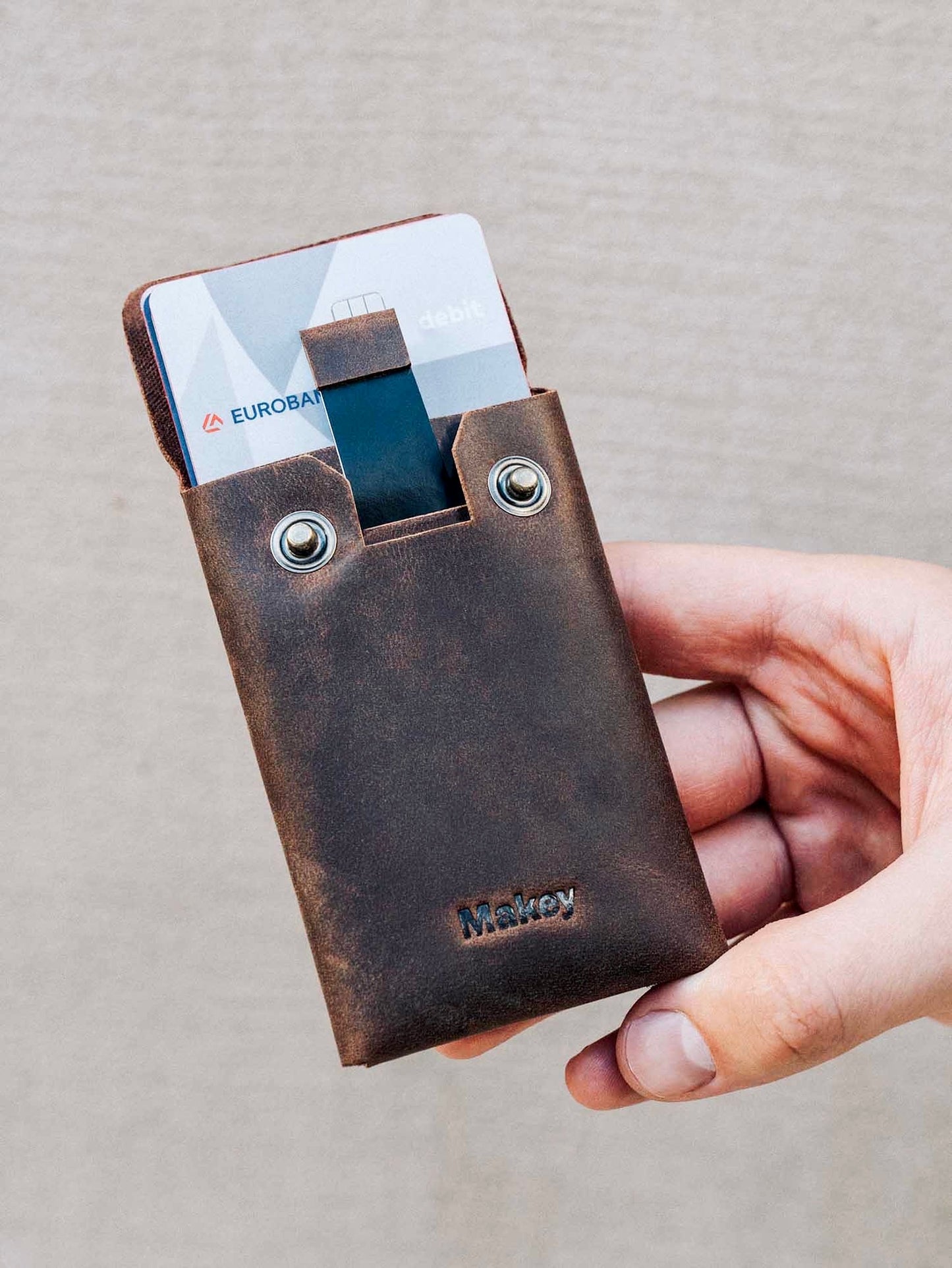 Crazy Horse Leather Type Wallet "Rhombus" - MAKEY EU