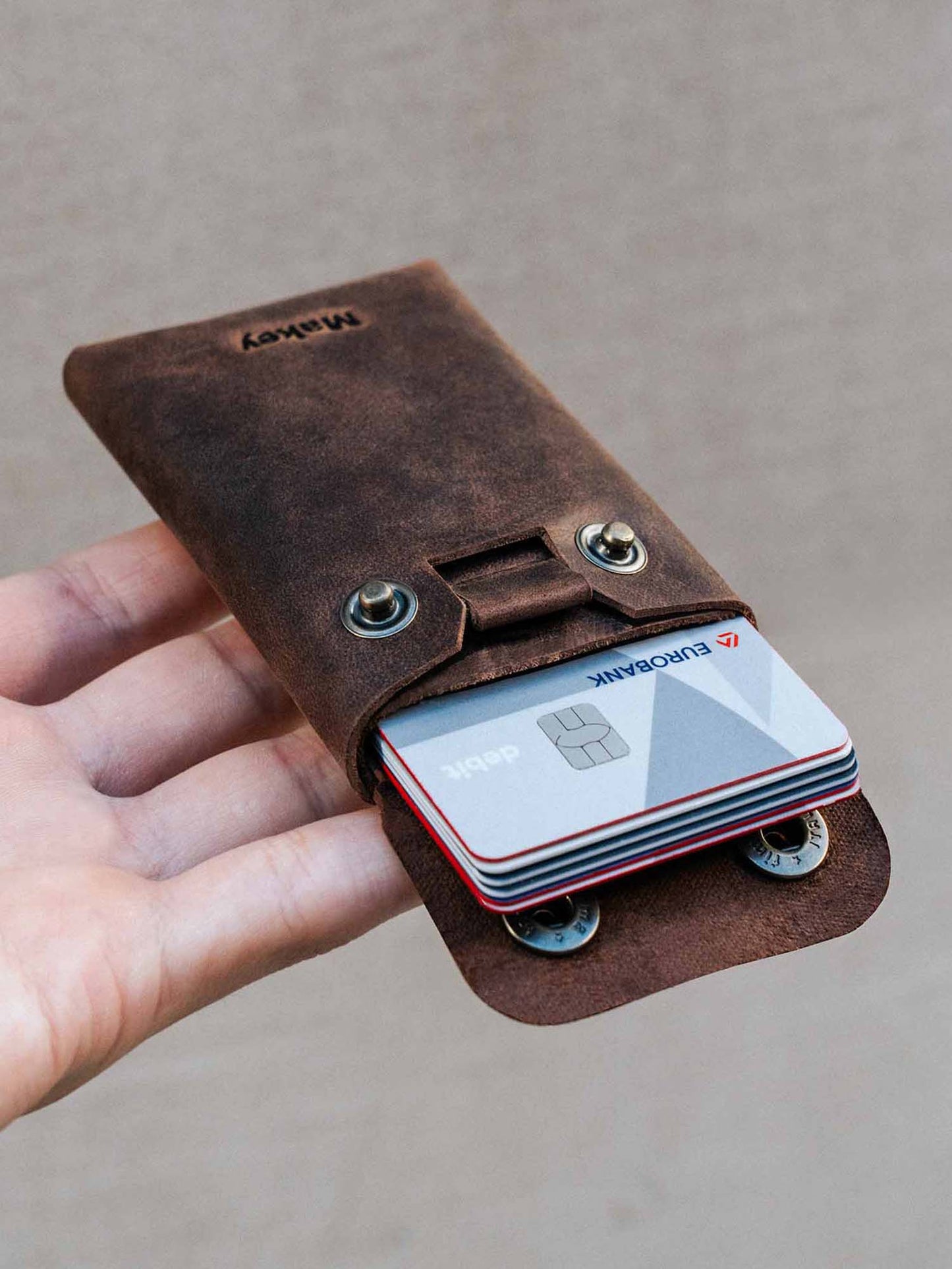 Crazy Horse Leather Type Wallet "Rhombus" - MAKEY EU