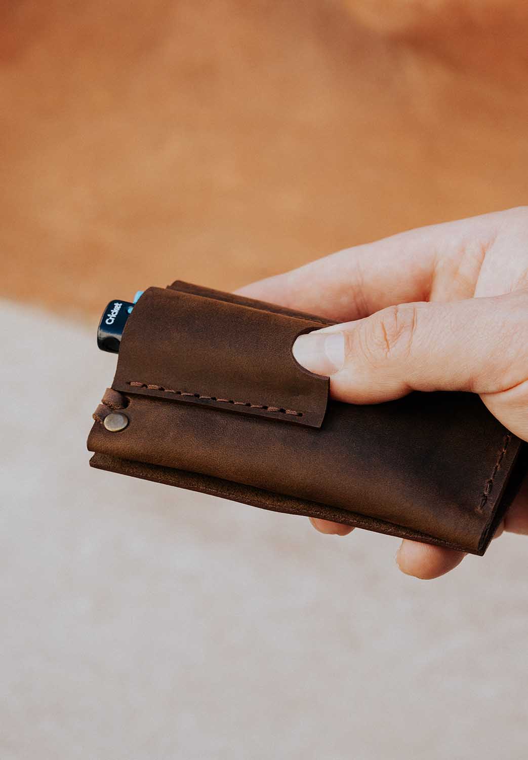 what is the smallest tobacco pouch MINI (12g to 15g)+ Free Leather Lighter Holder Handmade Leather Tobacco PouchDesigned by the addict Tobacco pouches "COMPACT" MAKEY